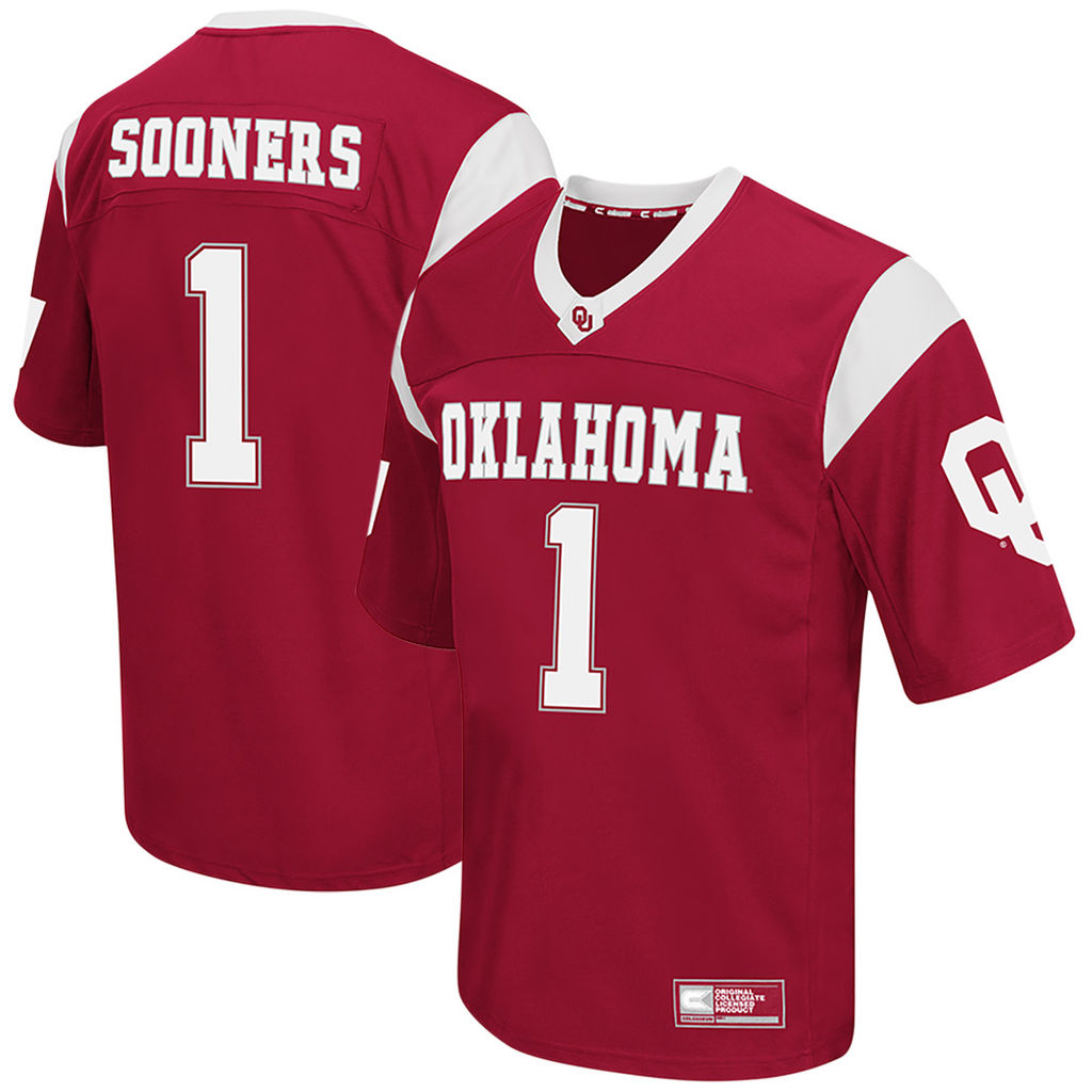 men's sooners crimson 1 colosseum football jersey