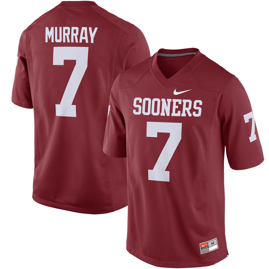 men's sooners crimson 7 demarco murray alumni football game  jersey