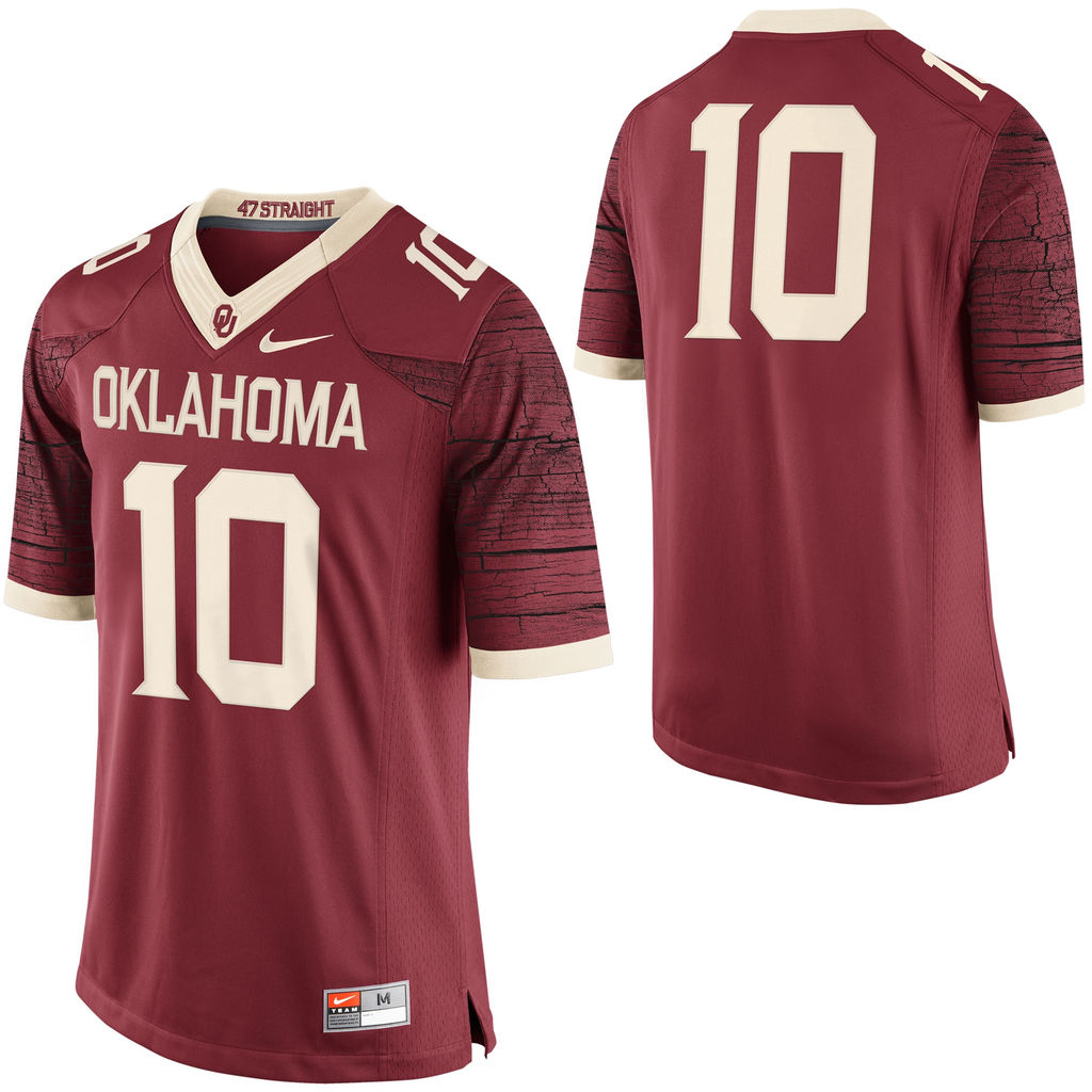 men's sooners crimson cream 10 limited football jersey