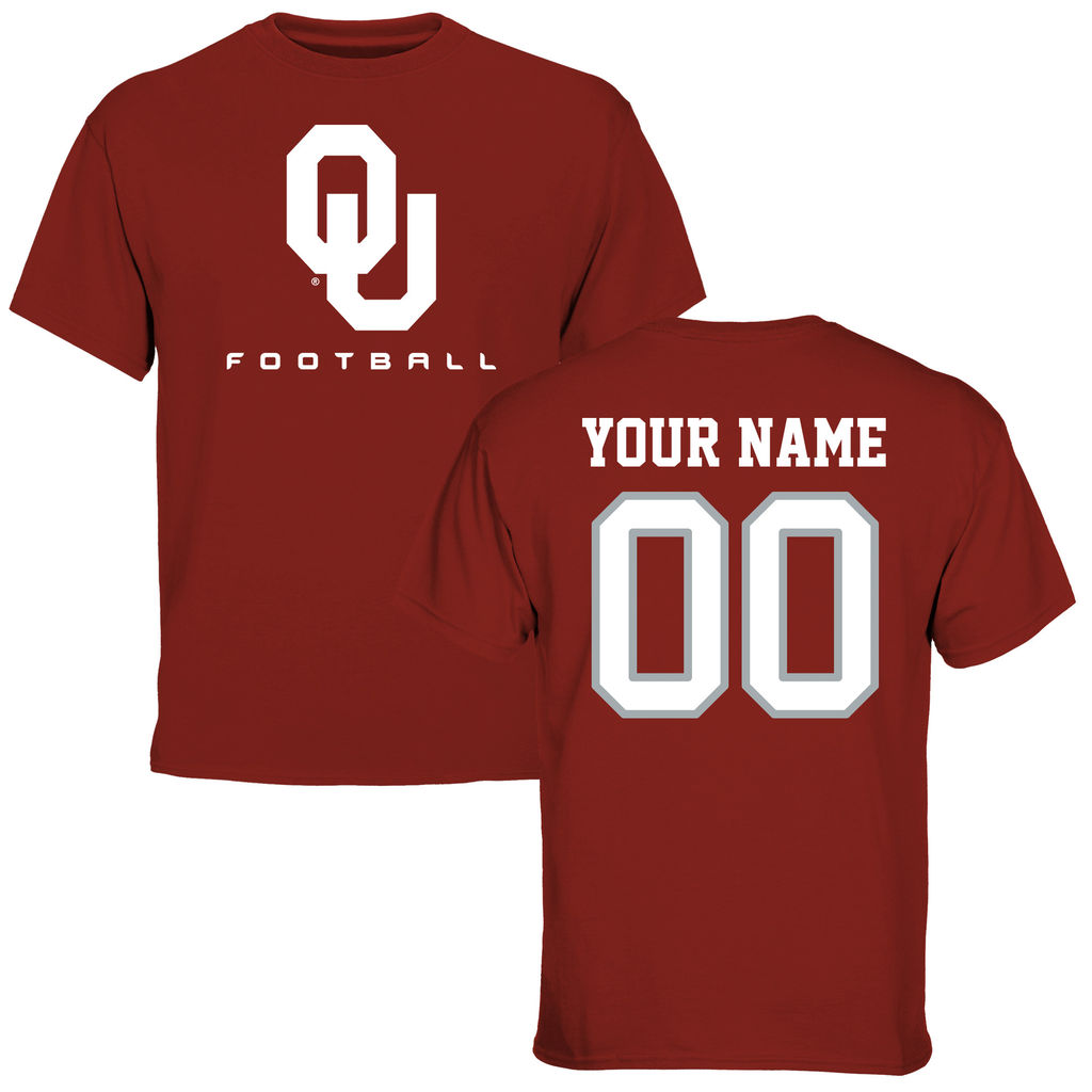 men's sooners crimson customized name and number football customized t shirt