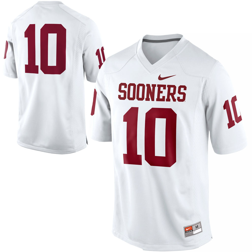 men's sooners white 10 game football jersey