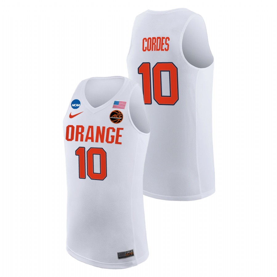 men's syracuse orange arthur cordes 2021 college basketball replica white jersey