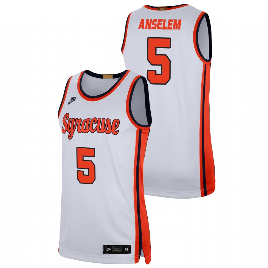 men's syracuse orange frank anselem 2021 swingman player college basketball white jersey