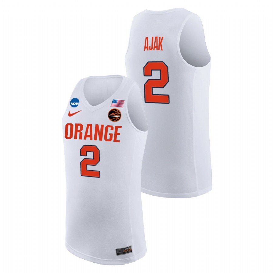 men's syracuse orange john bol ajak 2021 college basketball replica white jersey