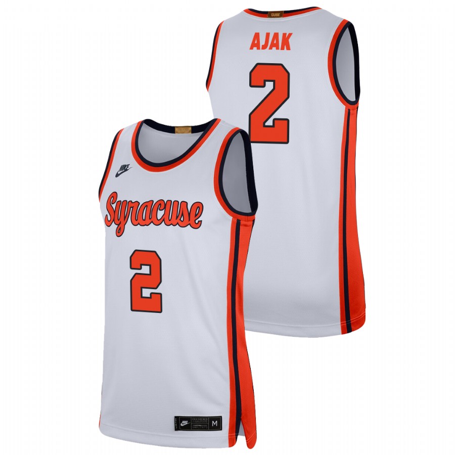 men's syracuse orange john bol ajak 2021 swingman player college basketball white jersey