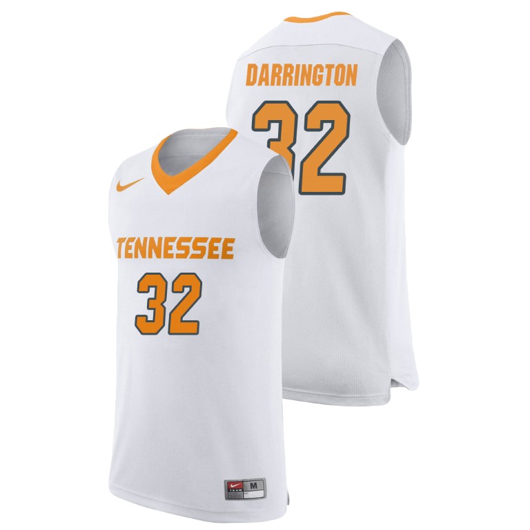 men's tennessee volunteers chris darrington white replica college basketball jersey