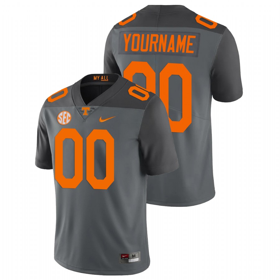 men's tennessee volunteers custom gray limited football jersey