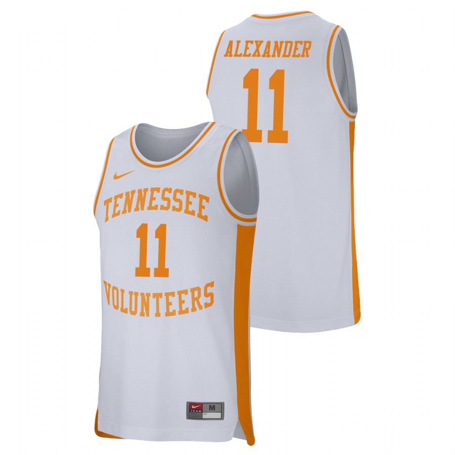 men's tennessee volunteers kyle alexander white retro performance college basketball jersey 1