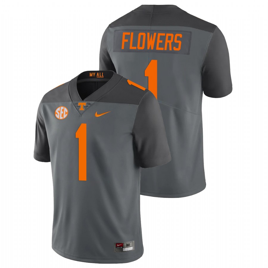 men's tennessee volunteers trevon flowers gray limited football jersey