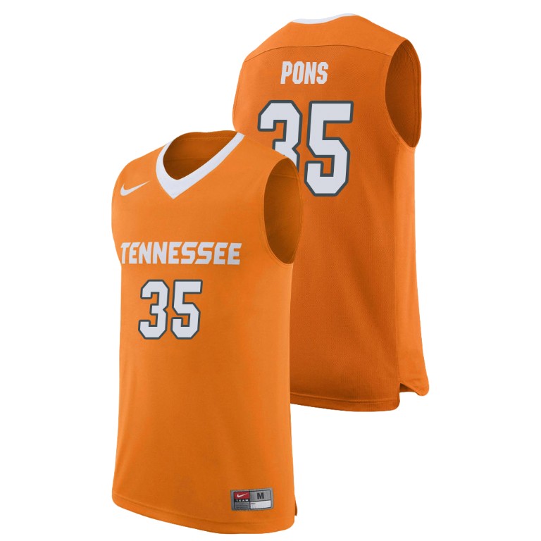 men's tennessee volunteers yves pons orange replica college basketball jersey