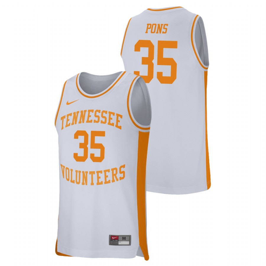 men's tennessee volunteers yves pons white retro performance college basketball jersey