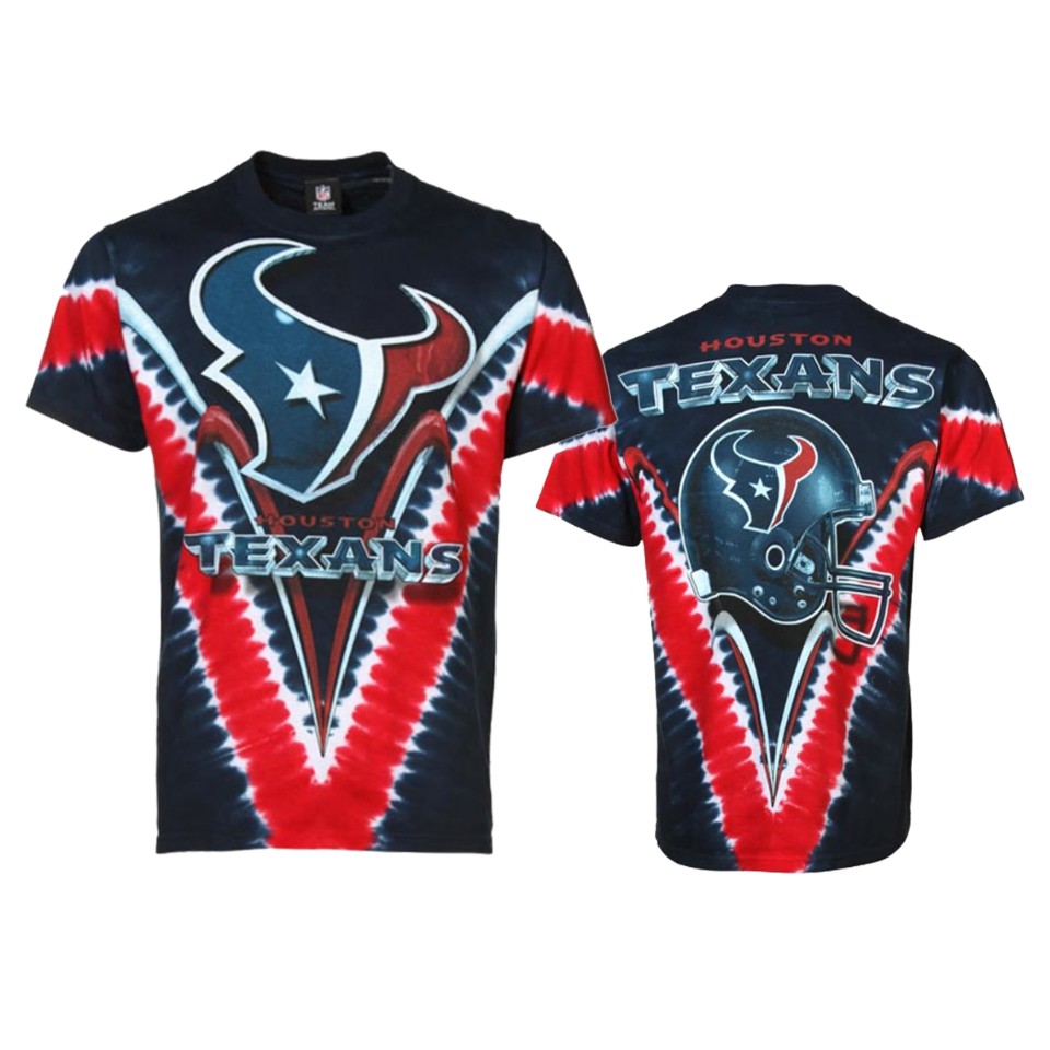 men's texans blue red tie dye premium t shirt