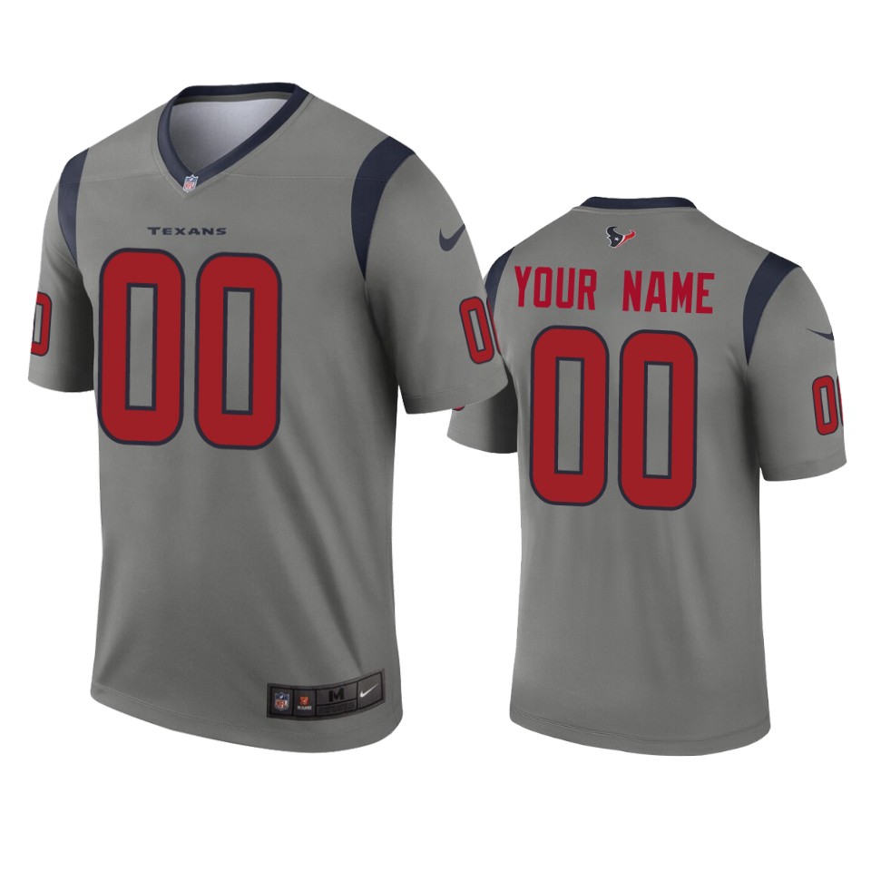 men's texans custom gray inverted legend jersey