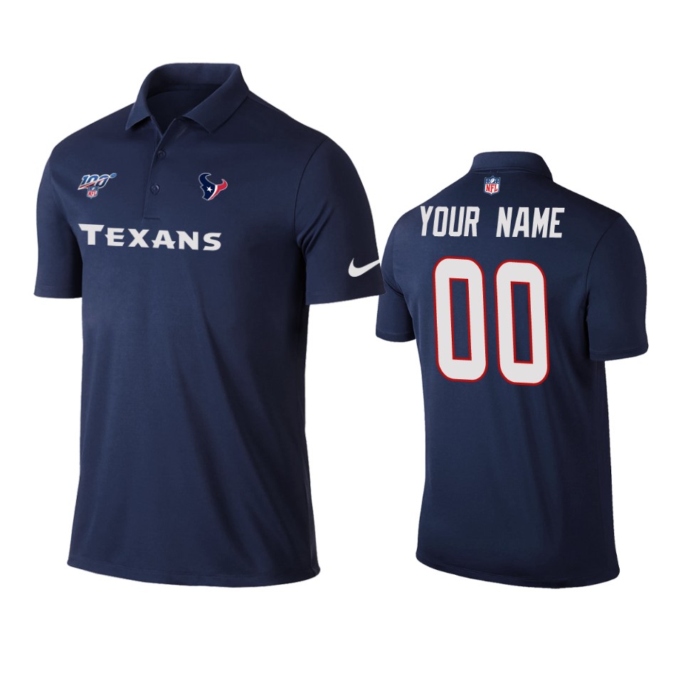 men's texans custom navy 100th season polo