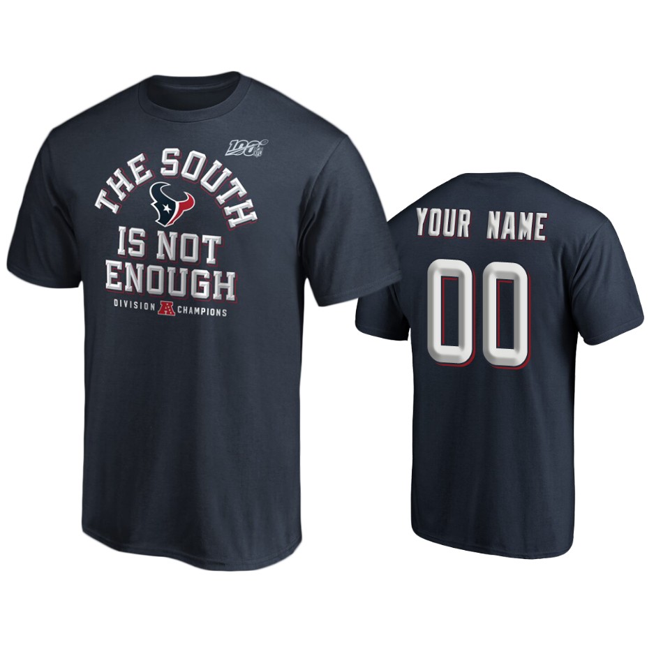 men's texans custom navy 2019 afc south division champions cover two t shirt