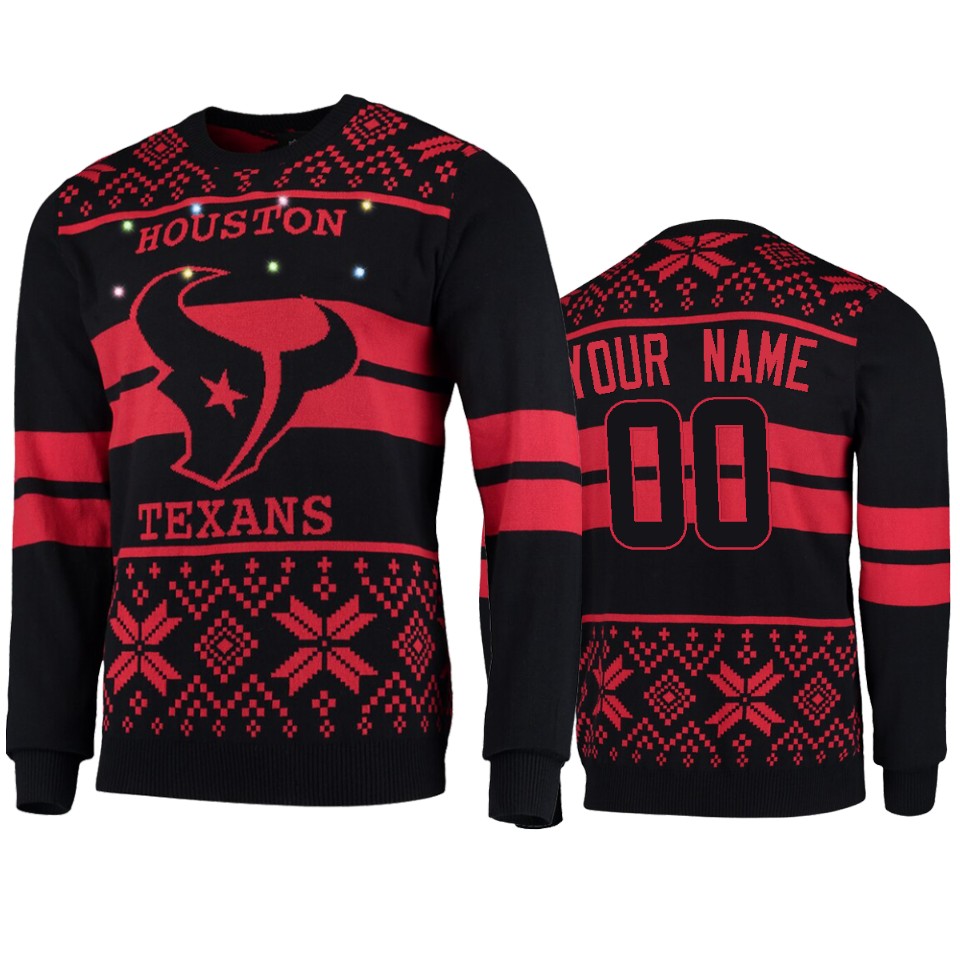 men's texans custom navy 2019 ugly christmas light up sweater
