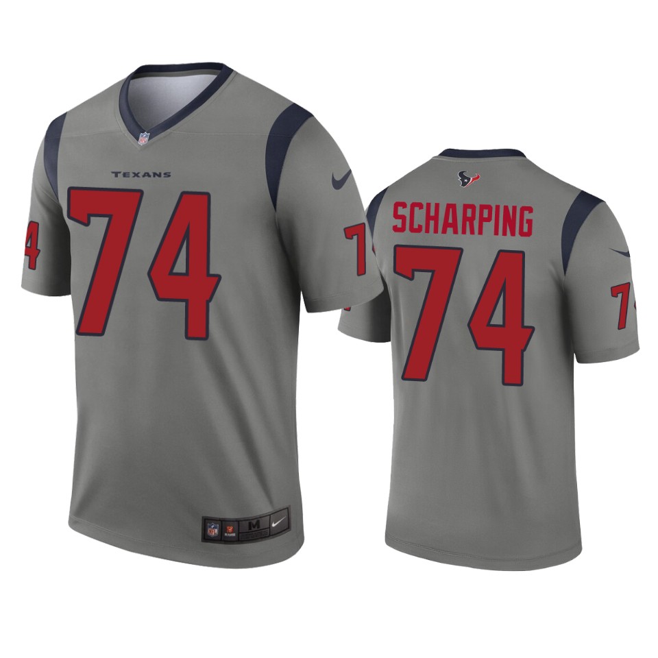 men's texans max scharping gray inverted legend jersey