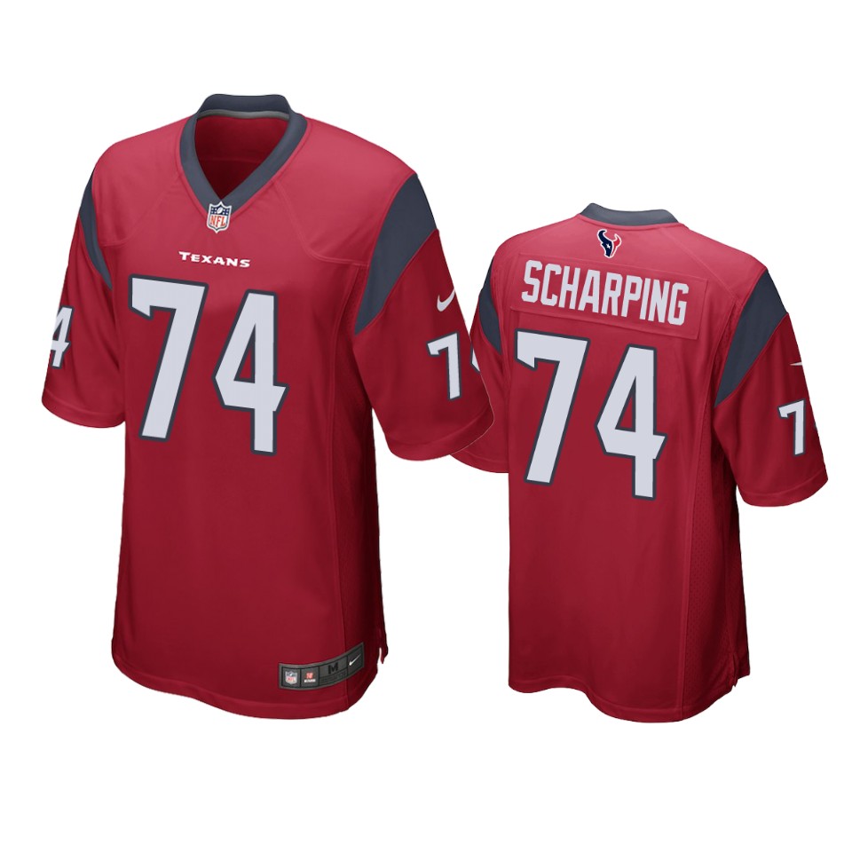 men's texans max scharping red game jersey