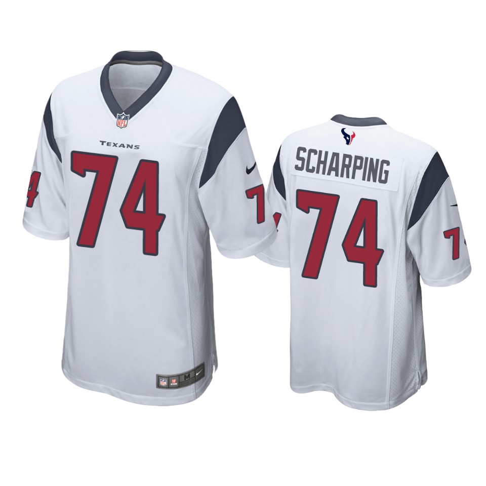 men's texans max scharping white game jersey