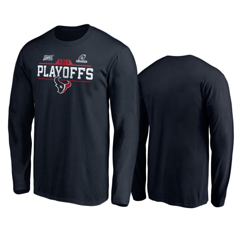 men's texans navy 2019 nfl playoffs chip shot long sleeve t shirt