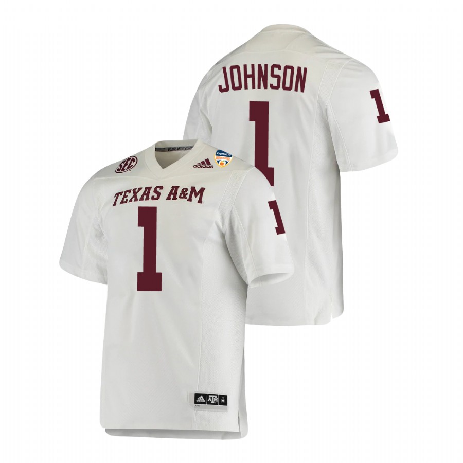 men's texas a&m aggies buddy johnson white 2021 orange bowl college football jersey