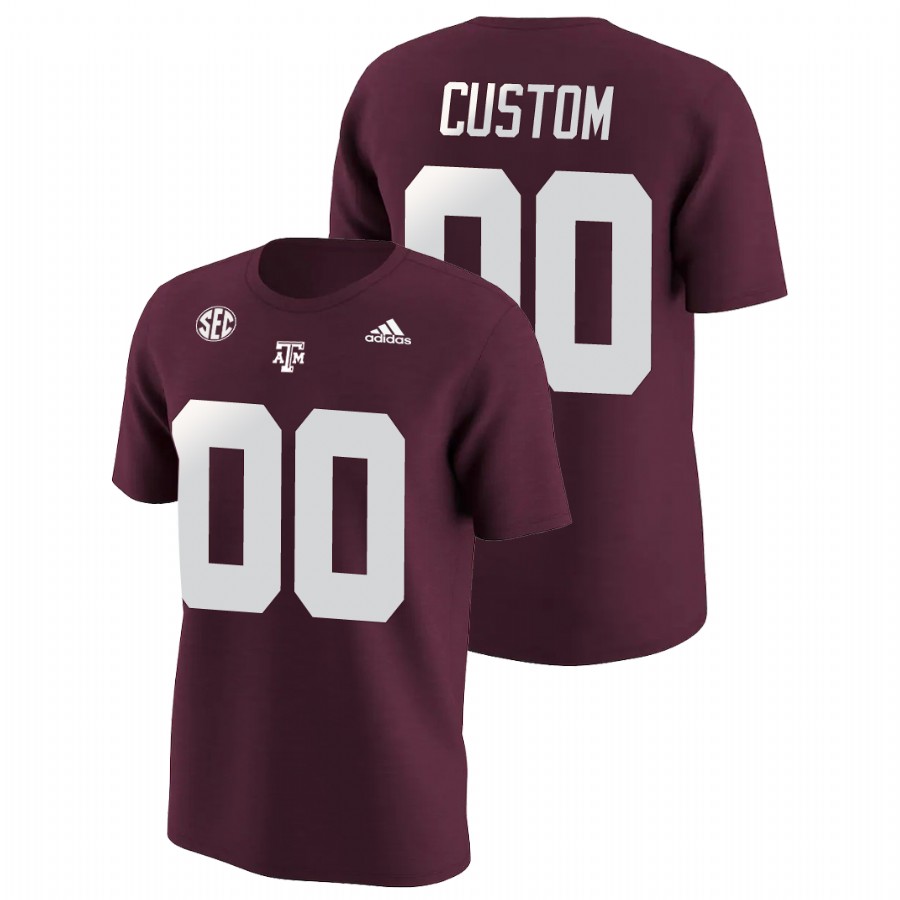 men's texas a&m aggies college football name & number custom maroon t shirt