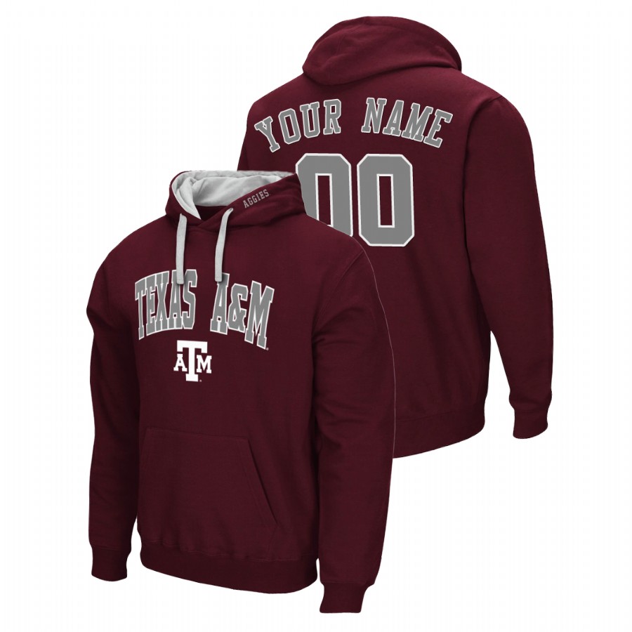 men's texas a&m aggies custom pullover maroon arch & logo 2.0 hoodie