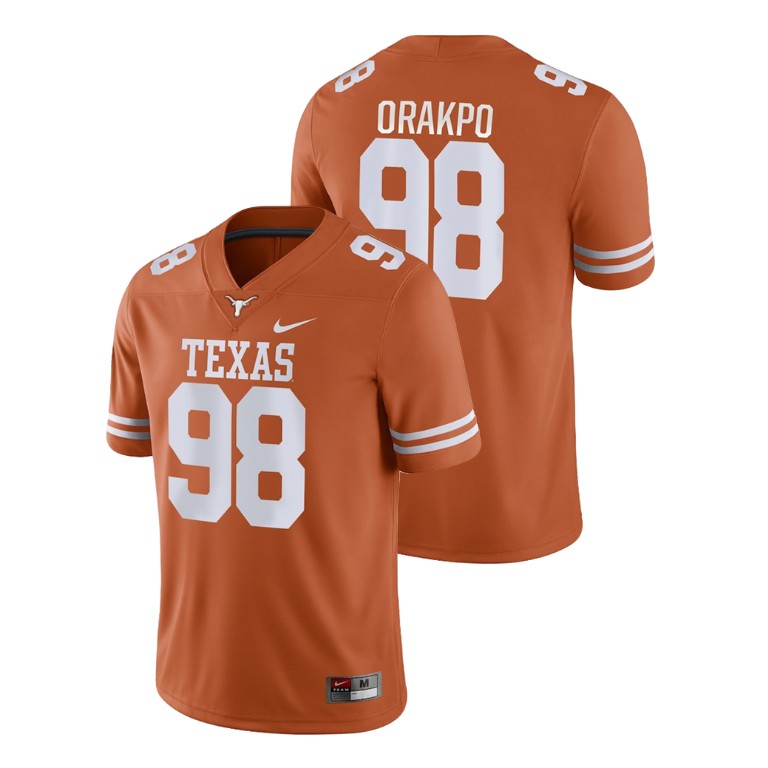 men's texas longhorns 98 brian orakpo orange game college football jersey