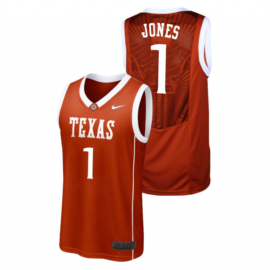 men's texas longhorns andrew jones burnt orange replica college basketball jersey