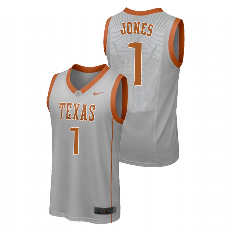 men's texas longhorns andrew jones gray replica college basketball jersey