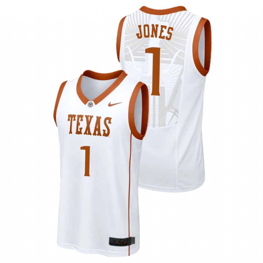 men's texas longhorns andrew jones white replica college basketball jersey