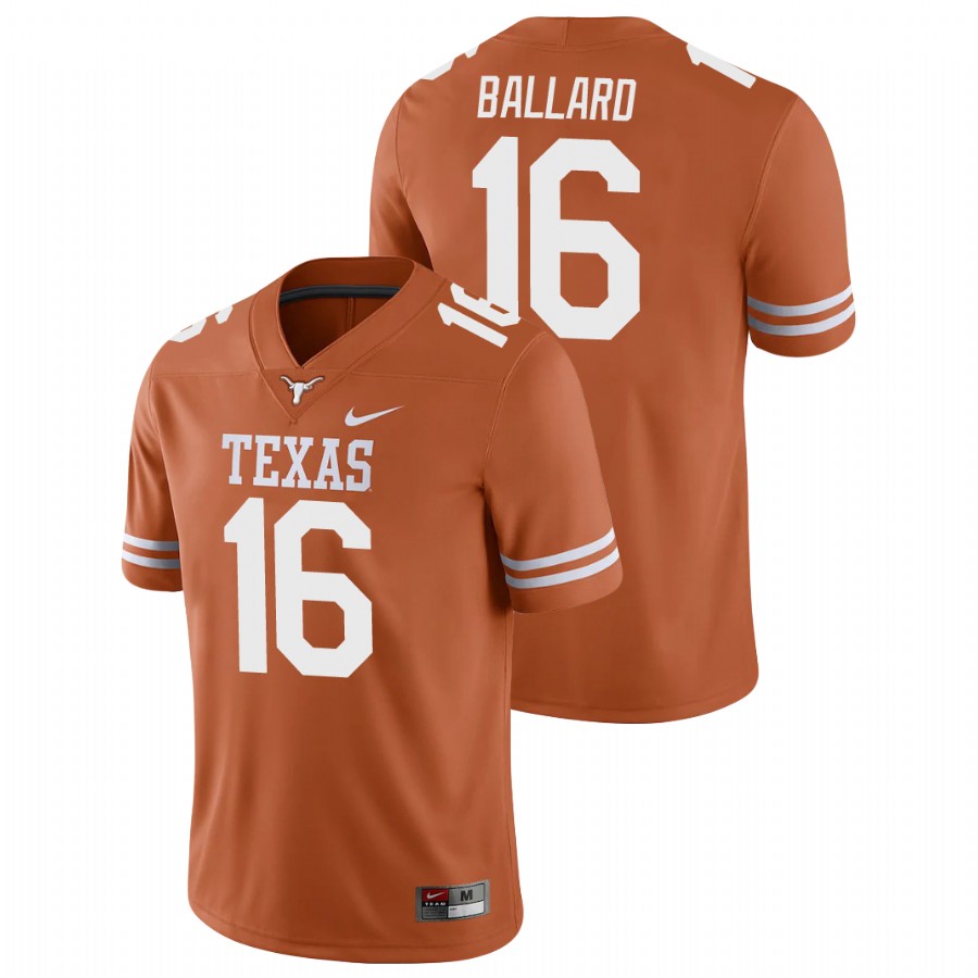 men's texas longhorns ben ballard texas orange college football game jersey