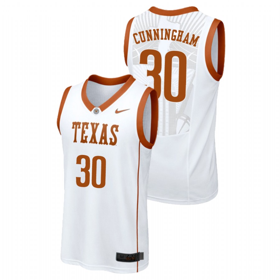 men's texas longhorns brock cunningham white replica college basketball jersey