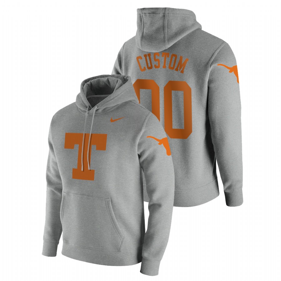 men's texas longhorns custom club fleece pullover heathered gray vintage logo hoodie