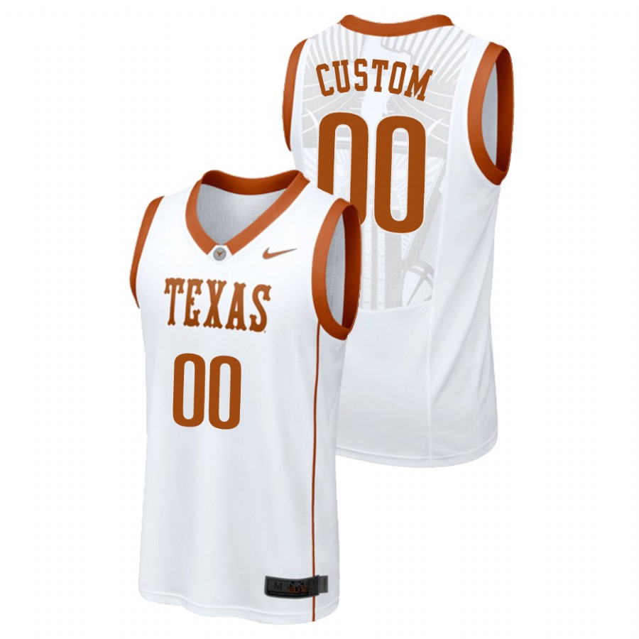 men's texas longhorns custom white replica college basketball jersey