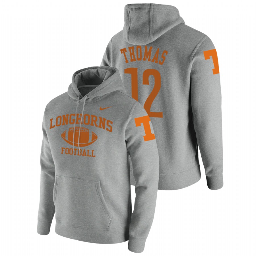 men's texas longhorns earl thomas pullover heathered gray retro football hoodie