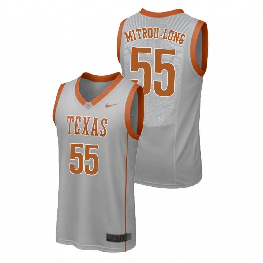 men's texas longhorns elijah mitrou long gray replica college basketball jersey
