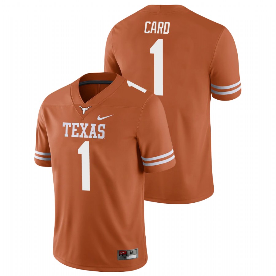 men's texas longhorns hudson card texas orange college football game jersey