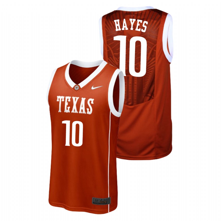men's texas longhorns jaxson hayes burnt orange replica college basketball jersey
