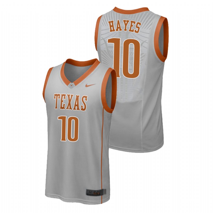 men's texas longhorns jaxson hayes gray replica college basketball jersey