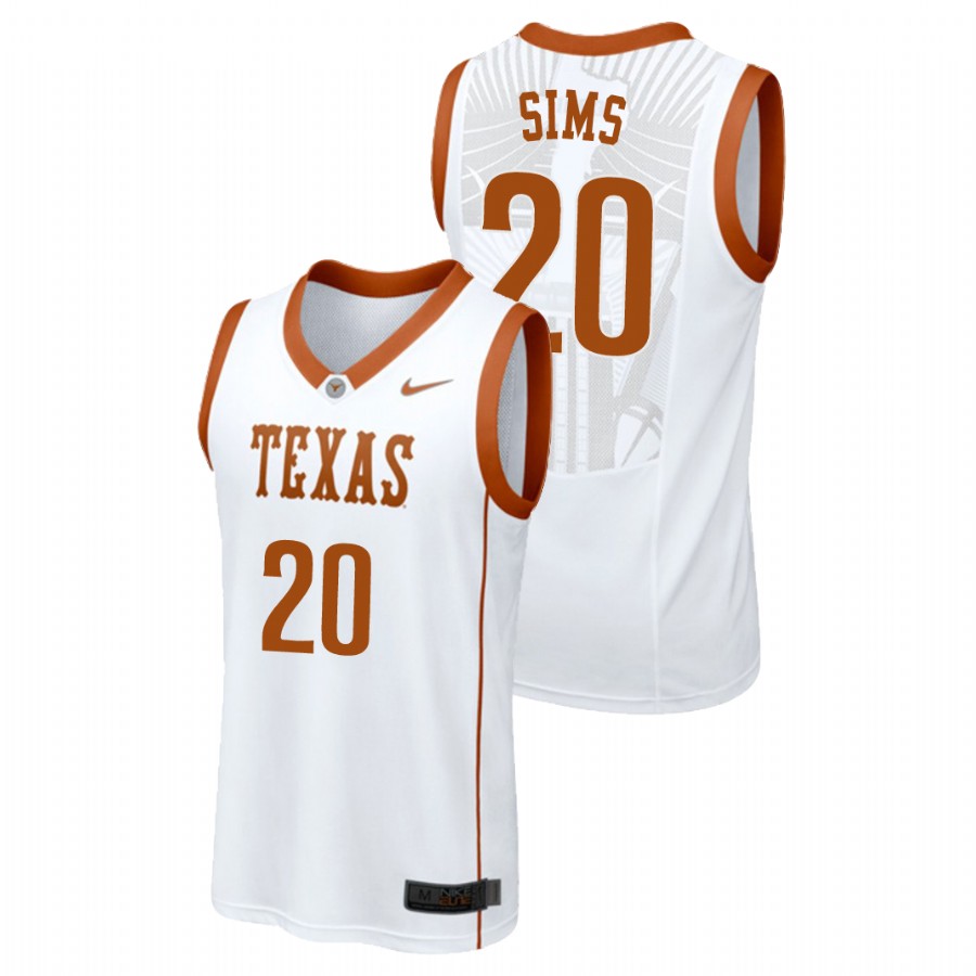 men's texas longhorns jericho sims white replica college basketball jersey