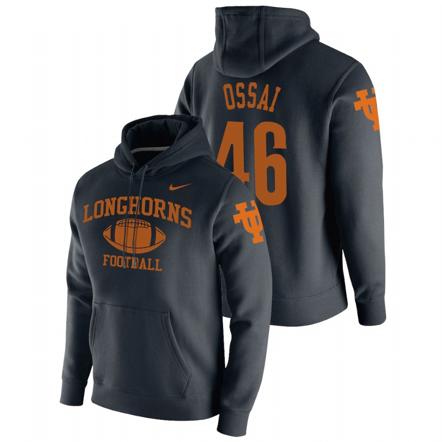 men's texas longhorns joseph ossai pullover black retro football hoodie