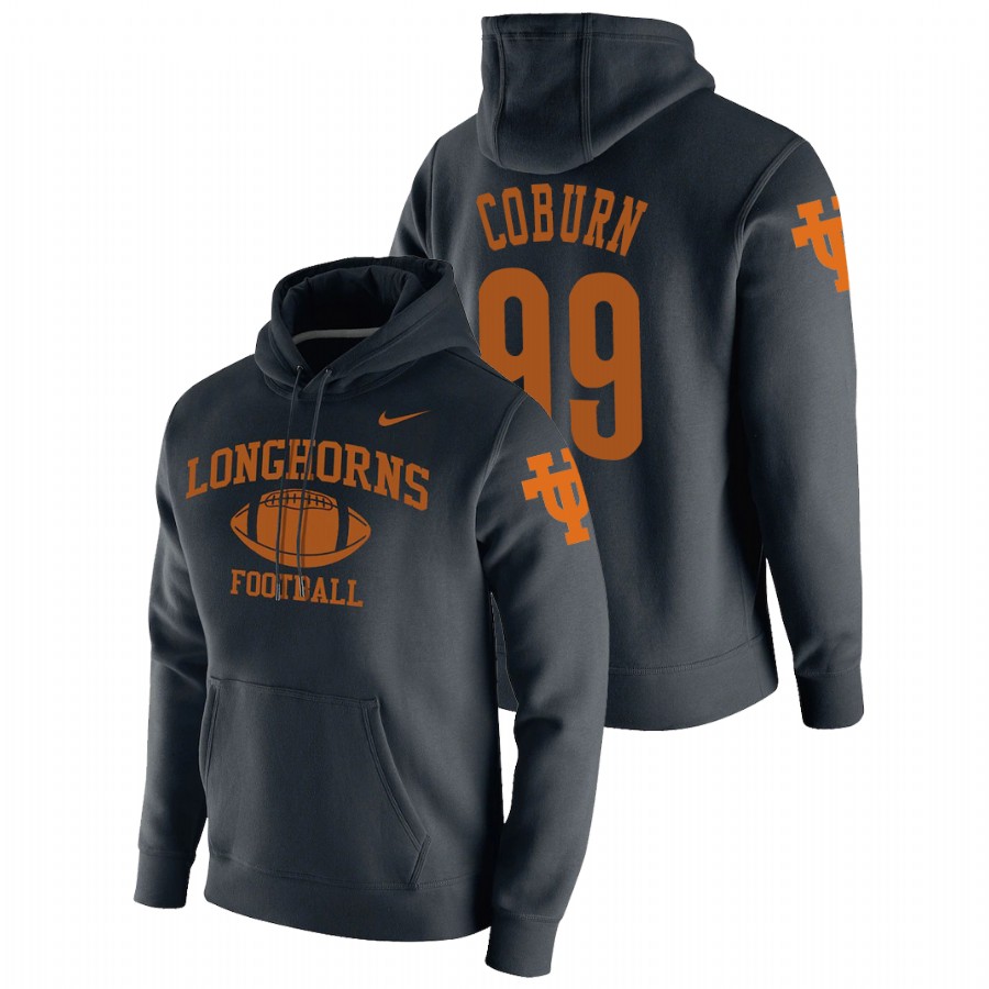 men's texas longhorns keondre coburn pullover black retro football hoodie
