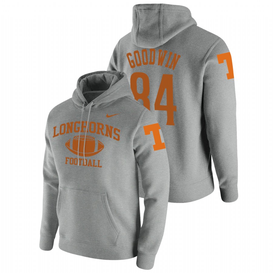 men's texas longhorns marquise goodwin pullover heathered gray retro football hoodie