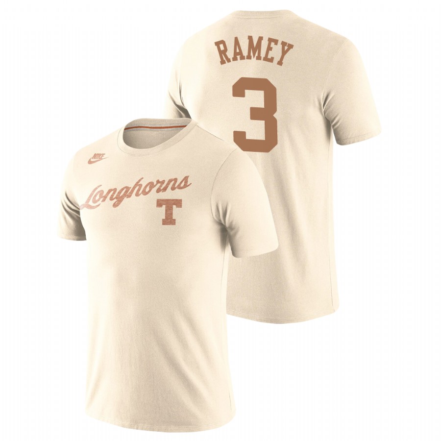 men's texas longhorns retro basketball tri blend courtney ramey cream t shirt