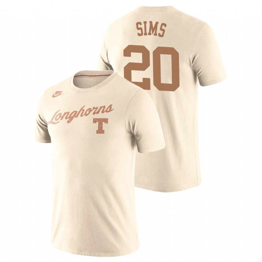 men's texas longhorns retro basketball tri blend jericho sims cream t shirt