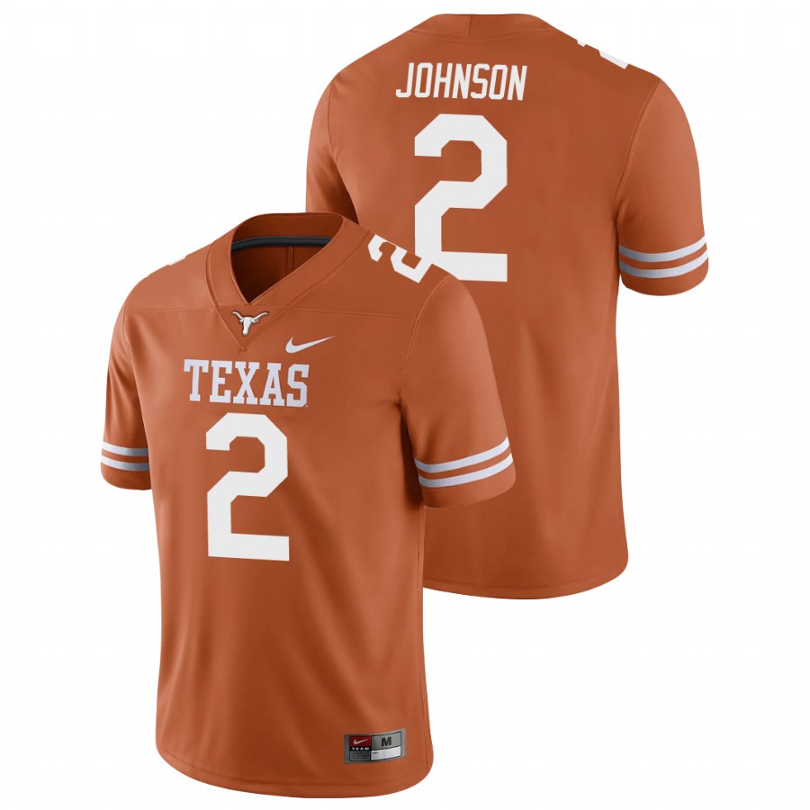 men's texas longhorns roschon johnson texas orange college football game jersey