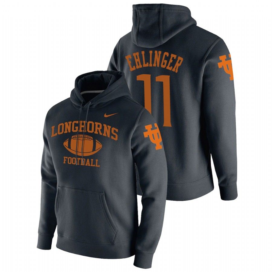 men's texas longhorns sam ehlinger pullover black retro football hoodie