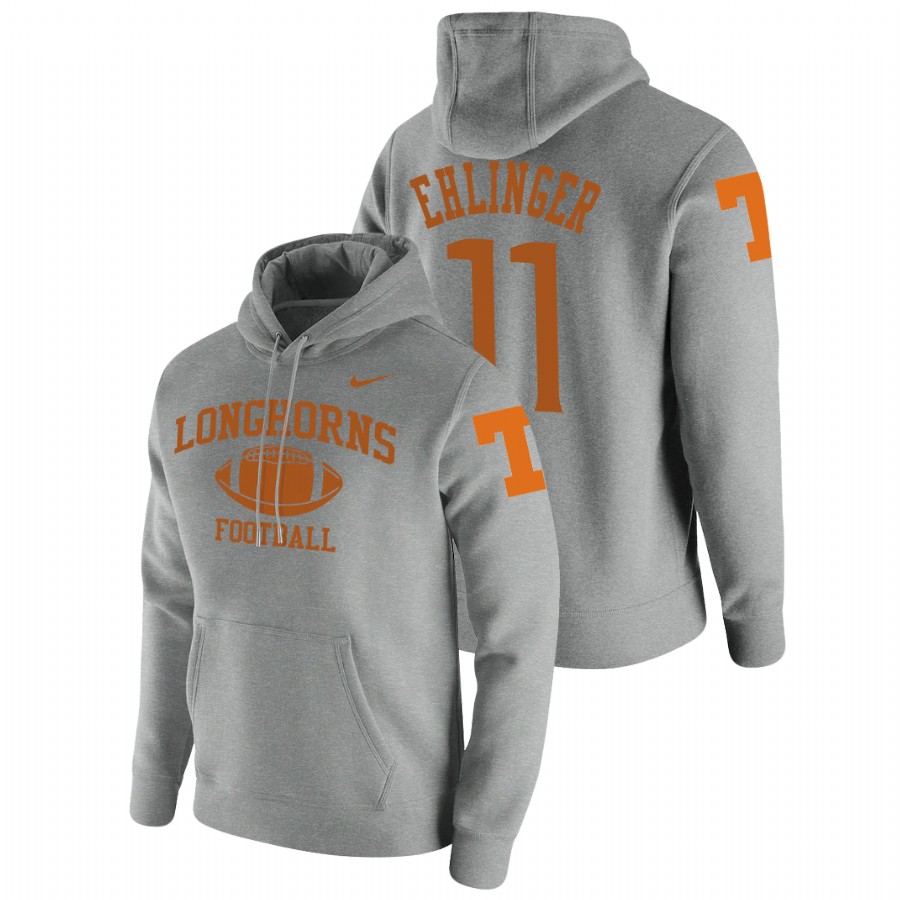 men's texas longhorns sam ehlinger pullover heathered gray retro football hoodie