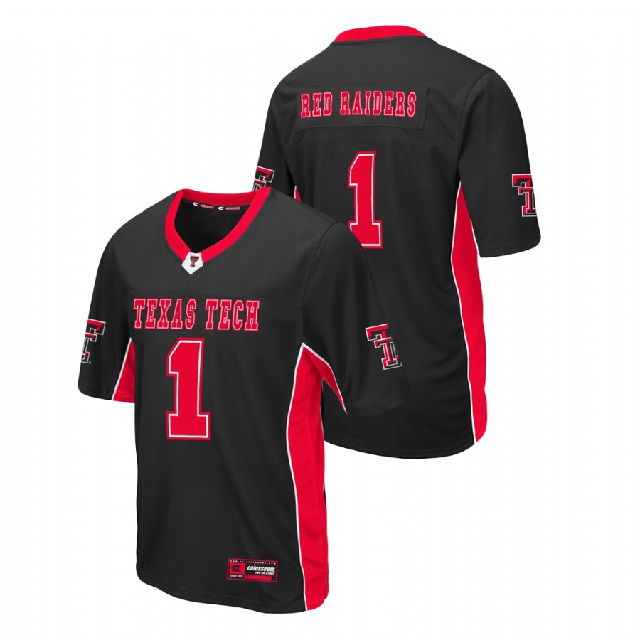 men's texas tech red raiders 1 black max power football jersey